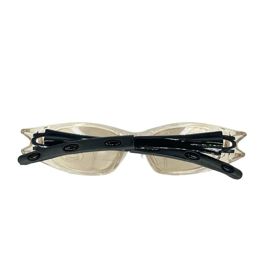 Y2K Wraparound Sunglasses Clear Champagne Amber Lens Sport Cyber UV400